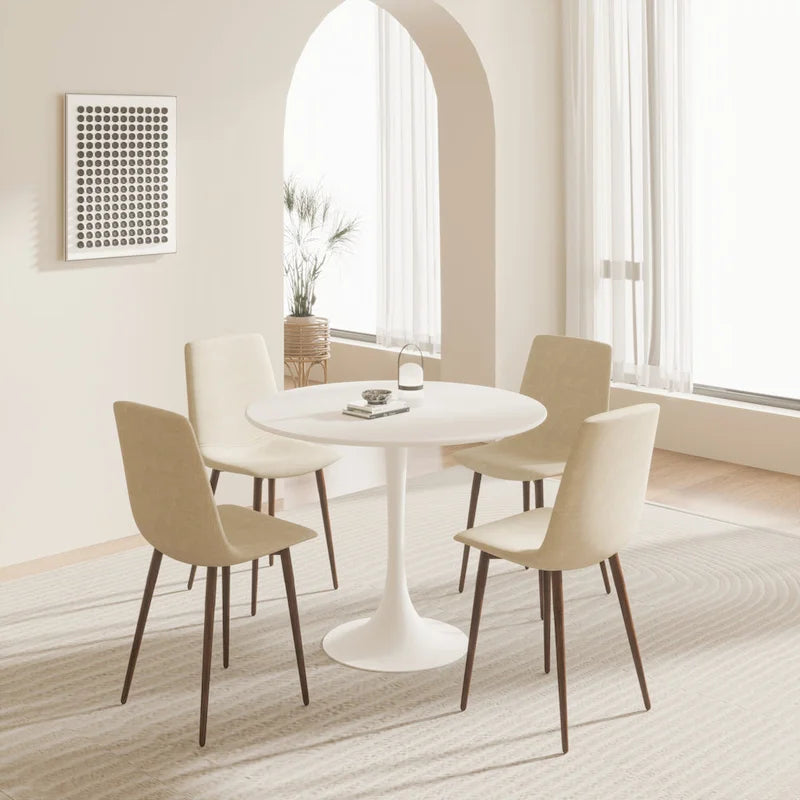 Negro / Nogal+Negro / Blanco, Mesa de comedor redonda con pedestal, 2-4 plazas