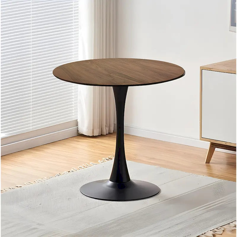Negro / Nogal+Negro / Blanco, Mesa de comedor redonda con pedestal, 2-4 plazas