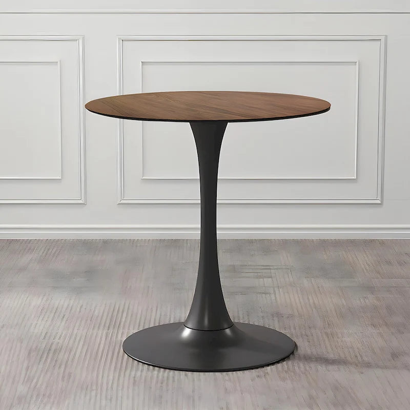 Negro / Nogal+Negro / Blanco, Mesa de comedor redonda con pedestal, 2-4 plazas