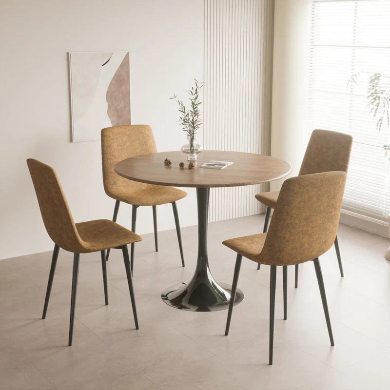 Negro / Nogal+Negro / Blanco, Mesa de comedor redonda con pedestal, 2-4 plazas