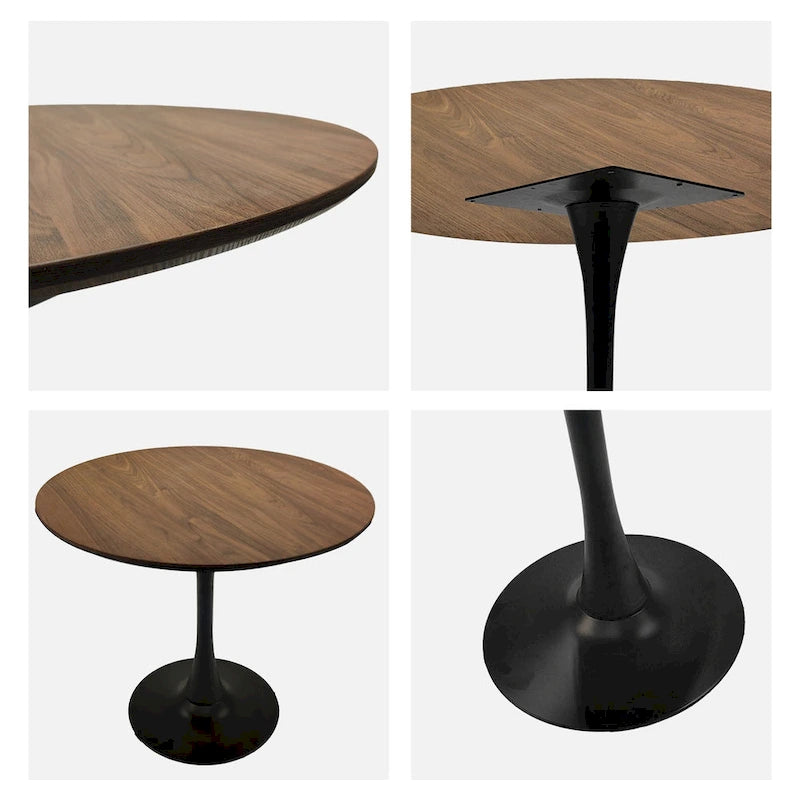 Negro / Nogal+Negro / Blanco, Mesa de comedor redonda con pedestal, 2-4 plazas