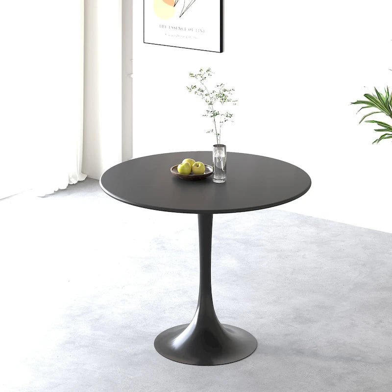 Negro / Nogal+Negro / Blanco, Mesa de comedor redonda con pedestal, 2-4 plazas