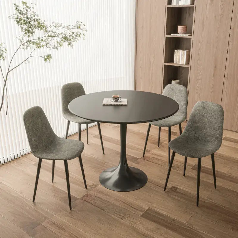 Negro / Nogal+Negro / Blanco, Mesa de comedor redonda con pedestal, 2-4 plazas