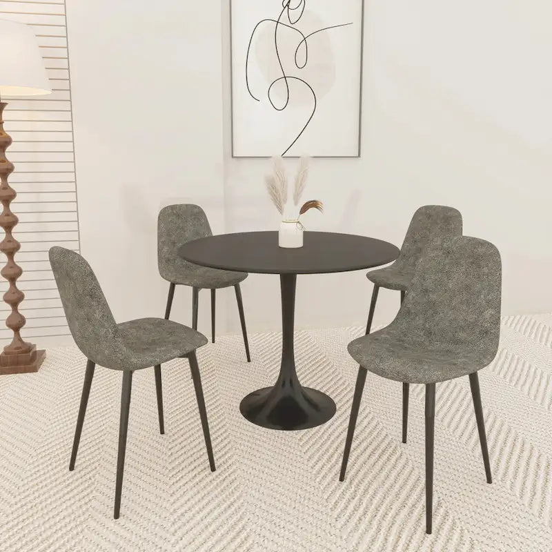 Negro / Nogal+Negro / Blanco, Mesa de comedor redonda con pedestal, 2-4 plazas