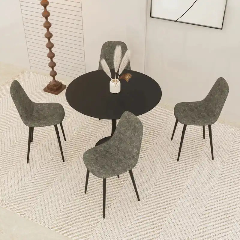Negro / Nogal+Negro / Blanco, Mesa de comedor redonda con pedestal, 2-4 plazas