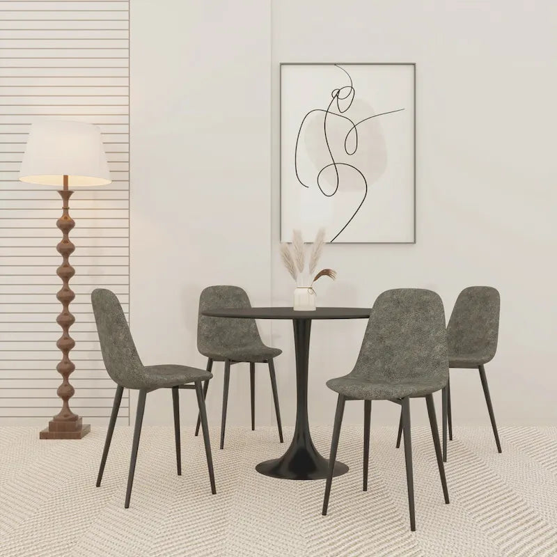 Negro / Nogal+Negro / Blanco, Mesa de comedor redonda con pedestal, 2-4 plazas