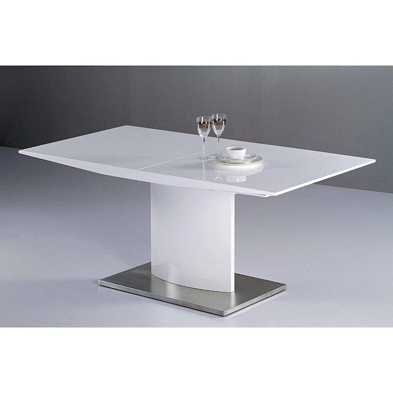 Mesa de comedor extensible de laca blanca, para 6-8 personas