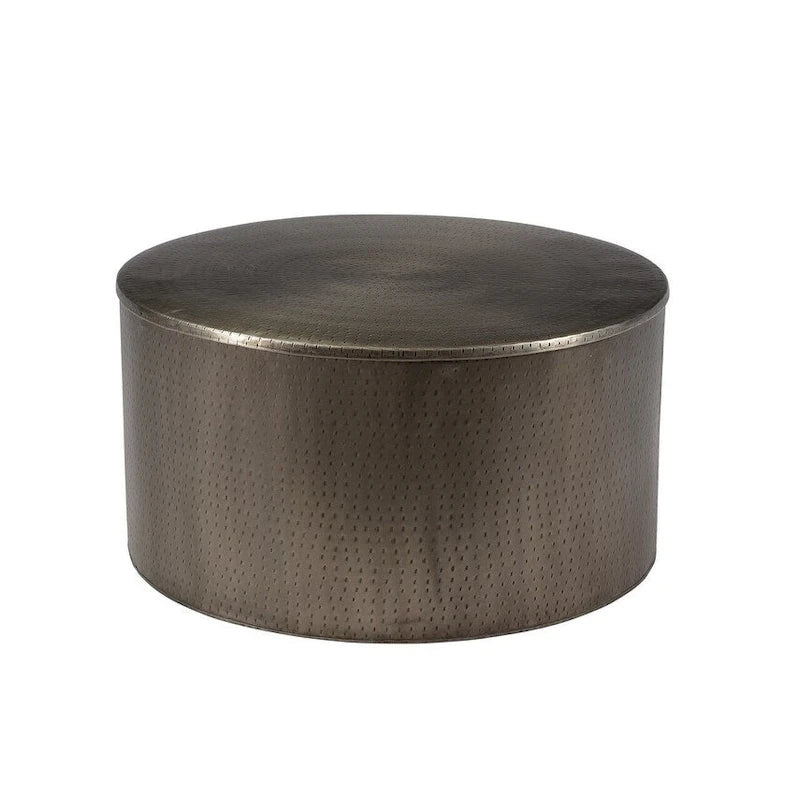 Mesa de centro de hierro martillado redonda plateada, 36"