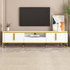 Mueble de TV Moderno Blanco+Dorado y Dorado+Negro con Armarios y Cajón, para TV de hasta 85"