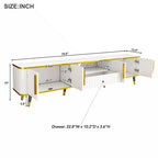 Mueble de TV Moderno Blanco+Dorado y Dorado+Negro con Armarios y Cajón, para TV de hasta 85"