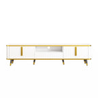 Mueble de TV Moderno Blanco+Dorado y Dorado+Negro con Armarios y Cajón, para TV de hasta 85"