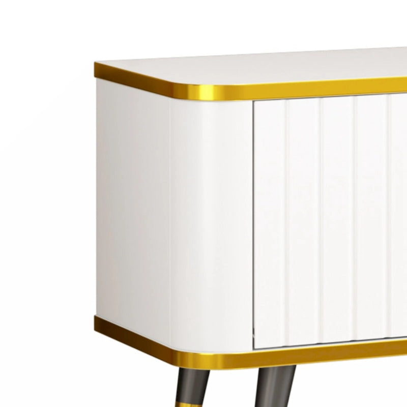 Mueble de TV Moderno Blanco+Dorado y Dorado+Negro con Armarios y Cajón, para TV de hasta 85"