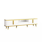 Mueble de TV Moderno Blanco+Dorado y Dorado+Negro con Armarios y Cajón, para TV de hasta 85"