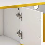 Mueble de TV Moderno Blanco+Dorado y Dorado+Negro con Armarios y Cajón, para TV de hasta 85"