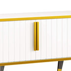 Mueble de TV Moderno Blanco+Dorado y Dorado+Negro con Armarios y Cajón, para TV de hasta 85"