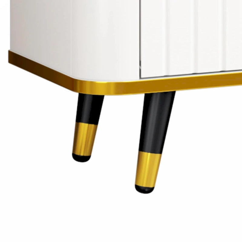 Mueble de TV Moderno Blanco+Dorado y Dorado+Negro con Armarios y Cajón, para TV de hasta 85"