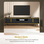 Mueble de TV Moderno Blanco+Dorado y Dorado+Negro con Armarios y Cajón, para TV de hasta 85"