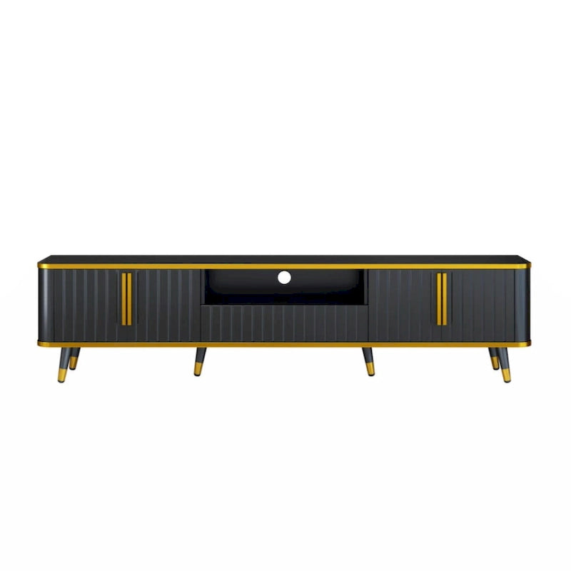 Mueble de TV Moderno Blanco+Dorado y Dorado+Negro con Armarios y Cajón, para TV de hasta 85"