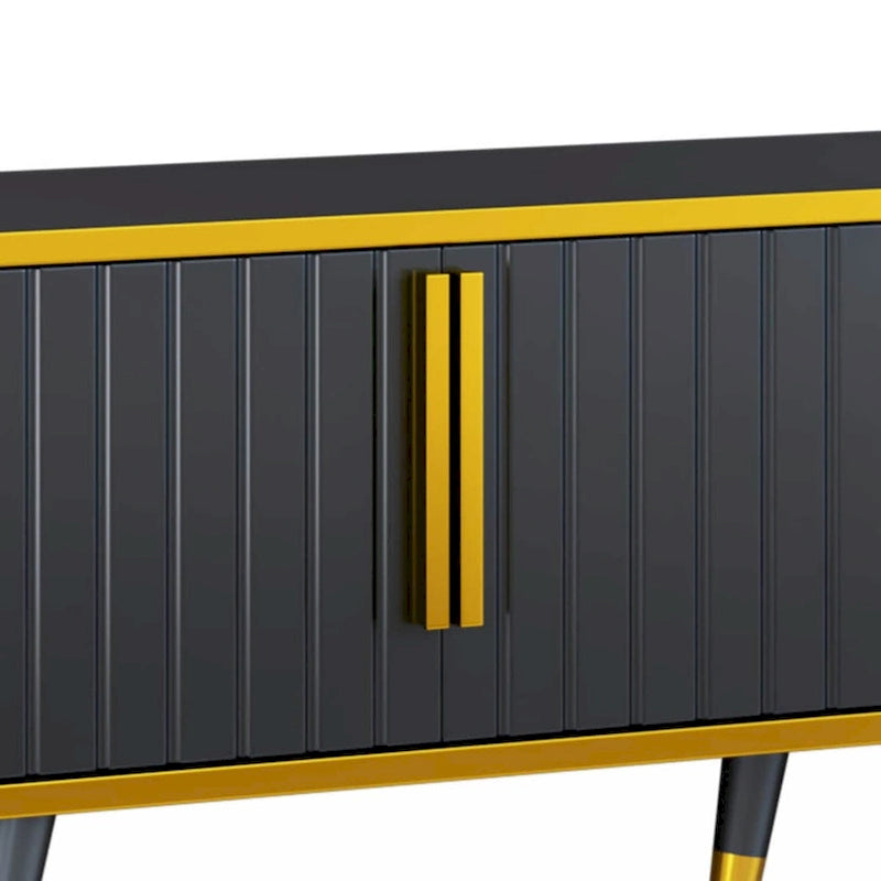 Mueble de TV Moderno Blanco+Dorado y Dorado+Negro con Armarios y Cajón, para TV de hasta 85"