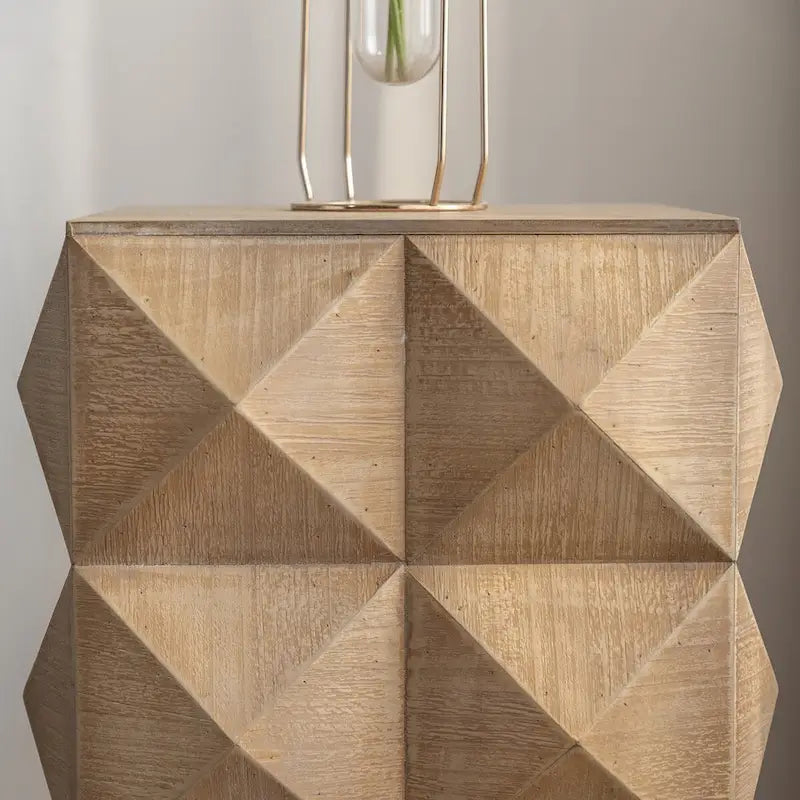 Mesa de centro de madera natural en relieve, estilo retro