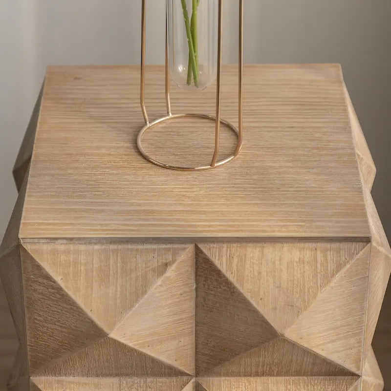 Mesa de centro de madera natural en relieve, estilo retro