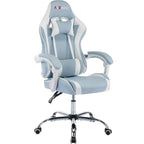 Silla de juegos de cuero PU estilo de carreras – Altura ajustable, un solo asiento (naranja / gris / rosa / azul / negro / transparente / morado)