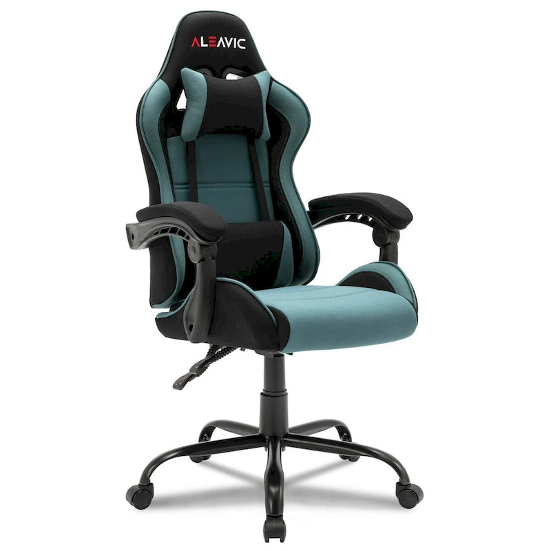 Silla de juegos de cuero PU estilo de carreras – Altura ajustable, un solo asiento (naranja / gris / rosa / azul / negro / transparente / morado)