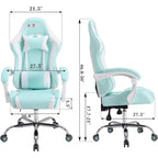 Silla de juegos de cuero PU estilo de carreras – Altura ajustable, un solo asiento (naranja / gris / rosa / azul / negro / transparente / morado)