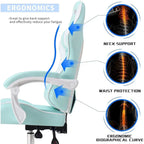 Silla de juegos de cuero PU estilo de carreras – Altura ajustable, un solo asiento (naranja / gris / rosa / azul / negro / transparente / morado)