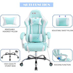Silla de juegos de cuero PU estilo de carreras – Altura ajustable, un solo asiento (naranja / gris / rosa / azul / negro / transparente / morado)