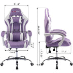 Silla de juegos de cuero PU estilo de carreras – Altura ajustable, un solo asiento (naranja / gris / rosa / azul / negro / transparente / morado)