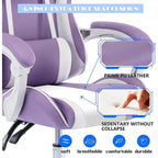 Silla de juegos de cuero PU estilo de carreras – Altura ajustable, un solo asiento (naranja / gris / rosa / azul / negro / transparente / morado)