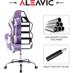 Silla de juegos de cuero PU estilo de carreras – Altura ajustable, un solo asiento (naranja / gris / rosa / azul / negro / transparente / morado)