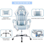 Silla de juegos de cuero PU estilo de carreras – Altura ajustable, un solo asiento (naranja / gris / rosa / azul / negro / transparente / morado)