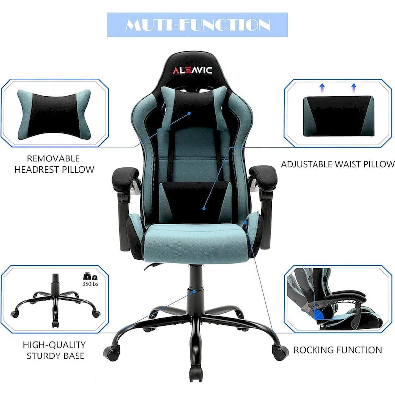 Silla de juegos de cuero PU estilo de carreras – Altura ajustable, un solo asiento (naranja / gris / rosa / azul / negro / transparente / morado)