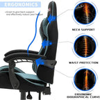 Silla de juegos de cuero PU estilo de carreras – Altura ajustable, un solo asiento (naranja / gris / rosa / azul / negro / transparente / morado)