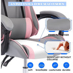 Silla de juegos de cuero PU estilo de carreras – Altura ajustable, un solo asiento (naranja / gris / rosa / azul / negro / transparente / morado)