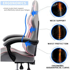 Silla de juegos de cuero PU estilo de carreras – Altura ajustable, un solo asiento (naranja / gris / rosa / azul / negro / transparente / morado)