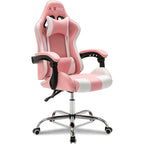 Silla de juegos de cuero PU estilo de carreras – Altura ajustable, un solo asiento (naranja / gris / rosa / azul / negro / transparente / morado)