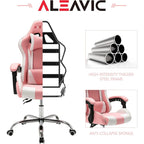 Silla de juegos de cuero PU estilo de carreras – Altura ajustable, un solo asiento (naranja / gris / rosa / azul / negro / transparente / morado)