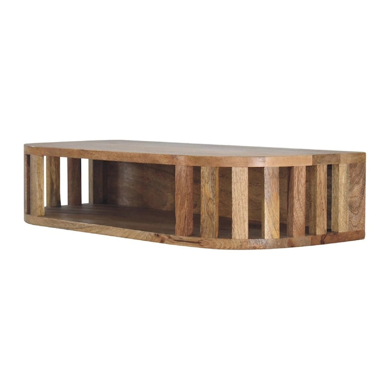 Consola de pared de roble marrón, estilo flotante, para 1 persona