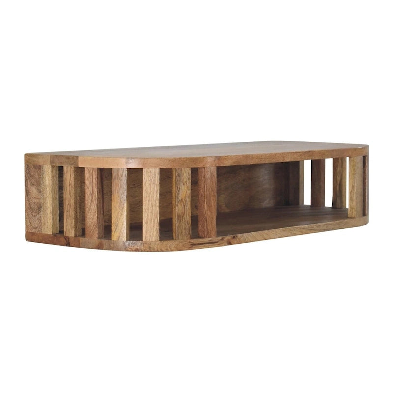 Consola de pared de roble marrón, estilo flotante, para 1 persona