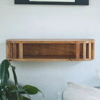 Consola de pared de roble marrón, estilo flotante, para 1 persona