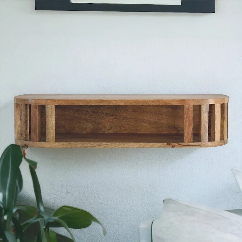 Consola de pared de roble marrón, estilo flotante, para 1 persona