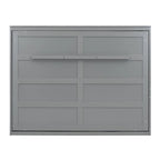 Cama Murphy de pared blanca/gris, estilo gabinete plegable, tamaño matrimonial/queen, capacidad para 1 persona