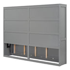 Cama Murphy de pared blanca/gris, estilo gabinete plegable, tamaño matrimonial/queen, capacidad para 1 persona
