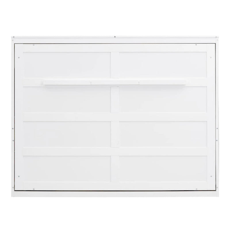 Cama Murphy de pared blanca/gris, estilo gabinete plegable, tamaño matrimonial/queen, capacidad para 1 persona