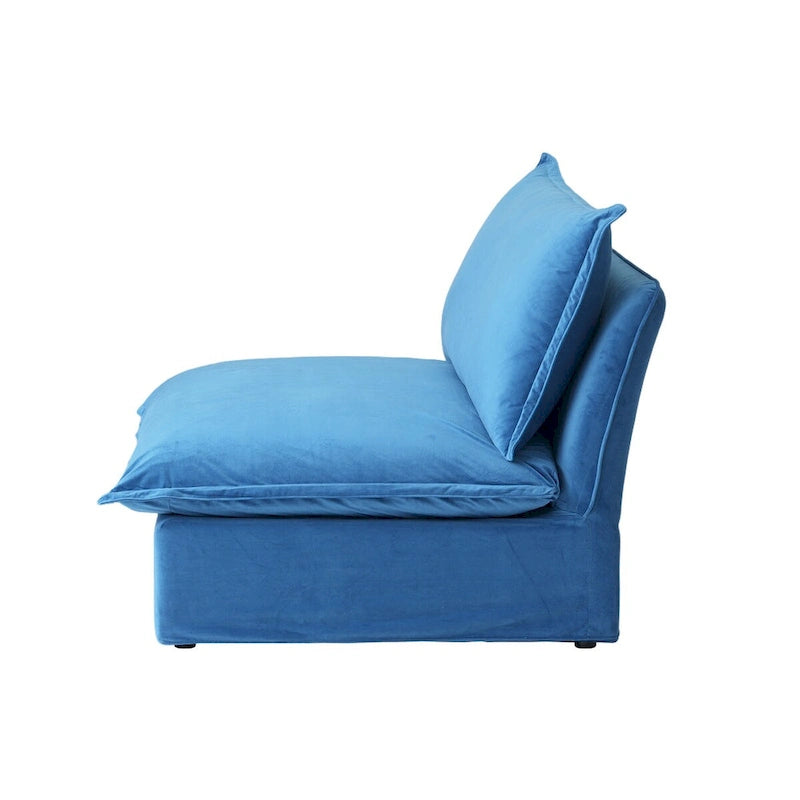 Sofá seccional en L de terciopelo naranja/rojo/verde/azul con otomana, 4 plazas