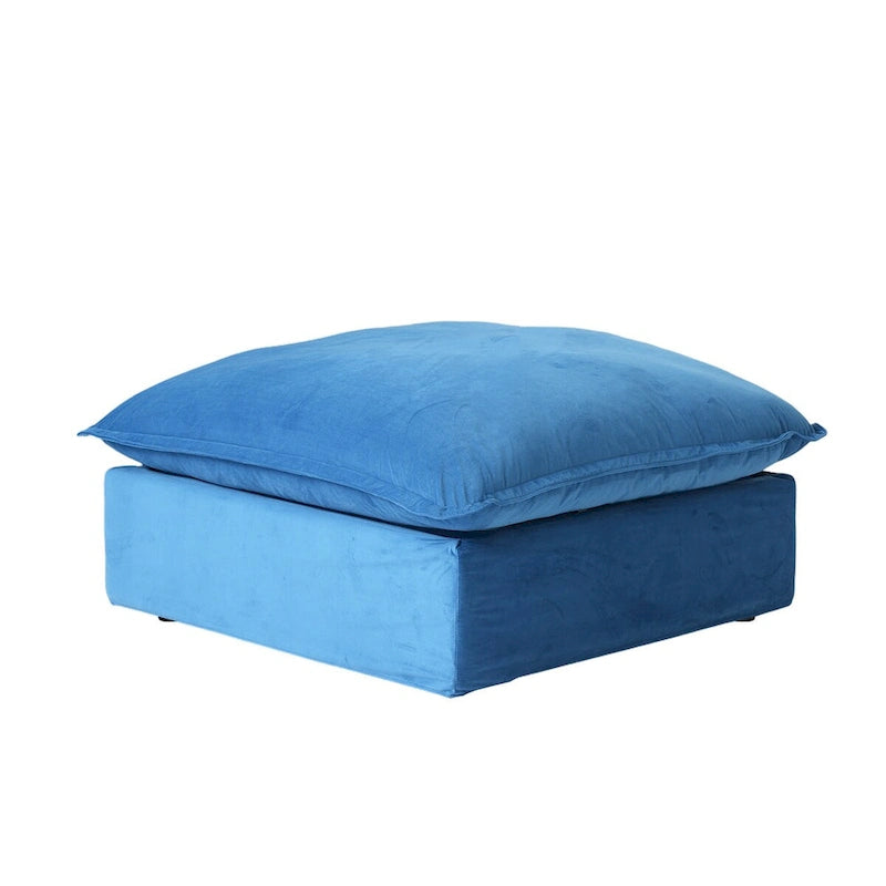 Sofá seccional en L de terciopelo naranja/rojo/verde/azul con otomana, 4 plazas