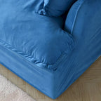 Sofá seccional en L de terciopelo naranja/rojo/verde/azul con otomana, 4 plazas